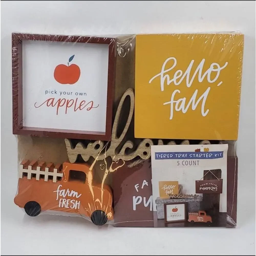 New 5pc Set Target Bullseye Mini Tiered Tray Starter Kit Fall Signs Decor Truck